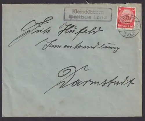 Kleindöbbern über Cottbus Land Brandenburg Deutsches Reich Brief Landpoststempel