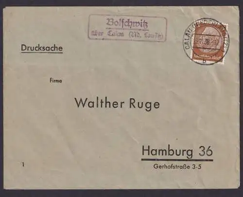 Bolschwitz über Calau Nieder Lausitz Brandenburg Deutsches Reich Brief