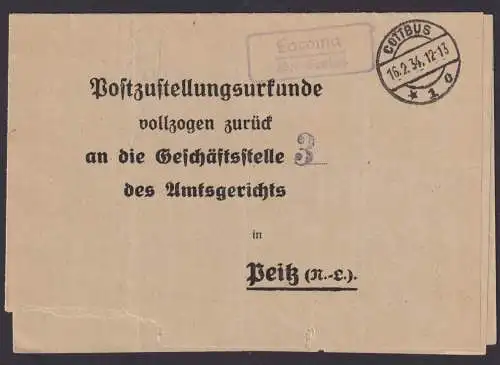 Lacoma über Cottbus Land Brandenburg Deutsches Reich Brief Landpoststempel