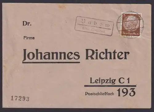 Babow über Vetschau Brandenburg Deutsches Reich Brief Landpoststempel