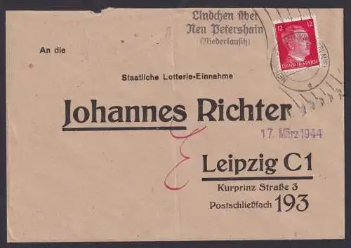 Lindchen über Neu Petershain Niederlausitz Brandenburg Deutsches Reich Brief