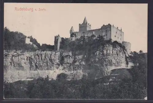 Ansichtskarte Rudelsburg Saale Sachsen Anhalt nach Greifswald Mecklenburg