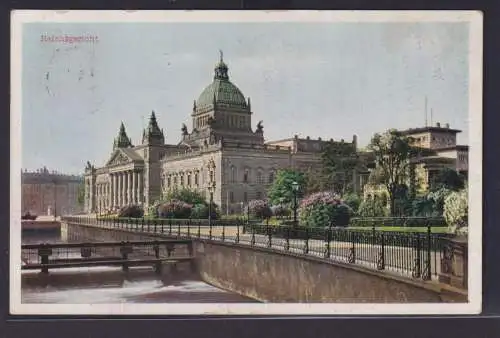 Ansichtskarte Leipzig Reichsgericht Park Fluss nach Oberpikenhain