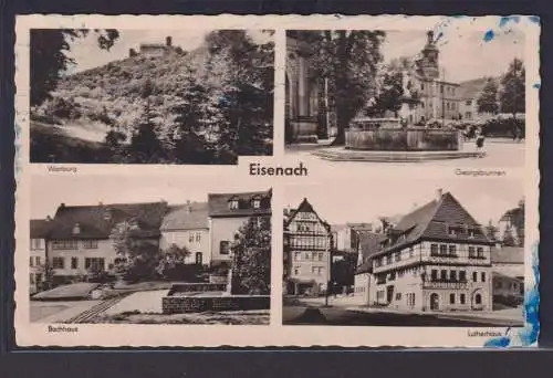 Ansichtskarte Eisenach Thüringen Wartburg Georgsbrunnen Lutherhaus Bachhaus