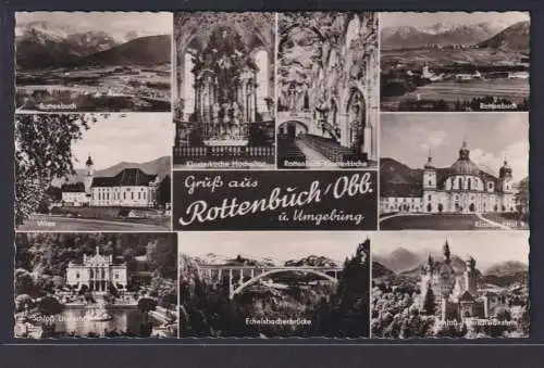 Ansichtskarte Rottenbuch Schloß Linderhof Wieskirche Kloster Ettal Echelsbacher
