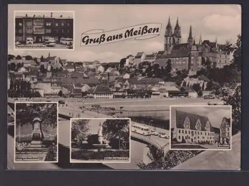 Ansichtskarte Meißen Porzellanmanufaktur Rathaus Kändlerbrunnen Böttgerdenkmal