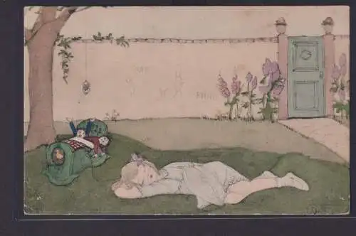 Ansichtskarte Künstlerkarte Krippe Kind Frau Ruhe Schlafen ab Bloemendaal