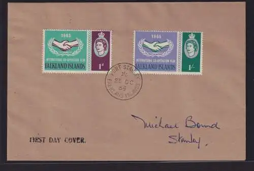 Falkland Inseln Brief Queen Elisabeth Internationale Zusammenarbeit 151-152 FDC