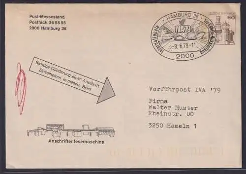 Bund Privatganzsache Postsache Vorführpost IVA 79 Sonderstempel Hamburg nach