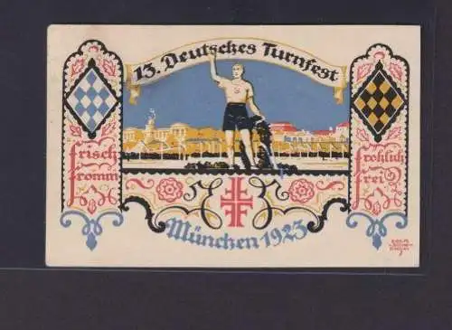 Ansichtskarte Deutsches Reich Künstler 13. Turnfest München Sport Turnen