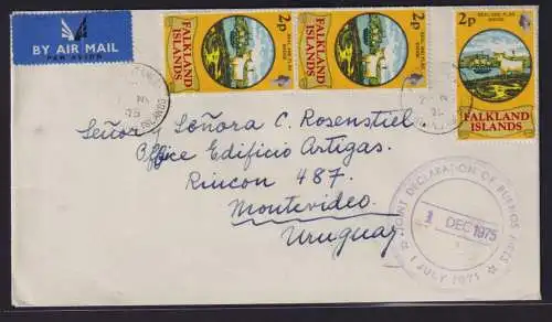 Falklandinseln Brief MEF 236 Wappen Destination Montevideo Uruquay 2.11.1975