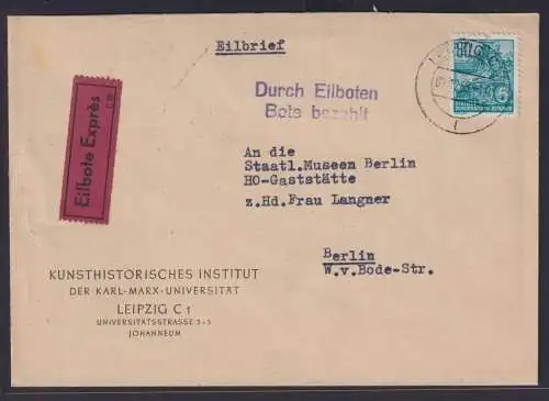 DDR Eilboten Brief Bote bezahlt EF 80 Pfg. Fünfjahrplan Leipzig nach Berlin
