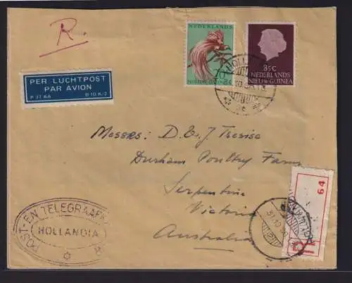 Niederländisch Neuguinea R Brief Post en Telegraafka mit Sonder-R-Zettel nach