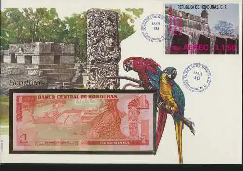 Geldschein Banknote Banknotenbrief Honduras Südamerika Vögel exotisches Motv