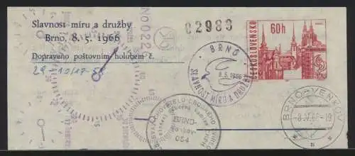 Flugpost air mail Tschechoslowakei Adresszettel 60 h. mit SST Brno Venkov