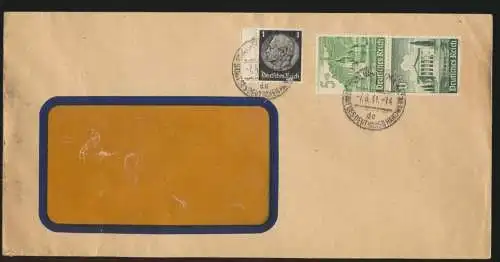 D. Reich Brief Zusammendruck WHW + 1 Pfg. Hindenburg SST Frankfurt Handwerk