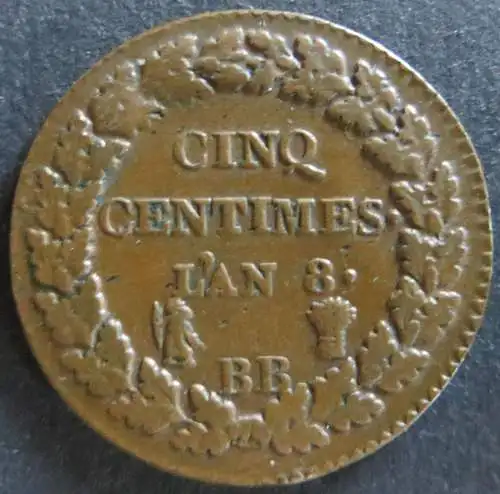 Münze Frankreich 1799 (8 BB) - 5 Centimes Marianne Kupfer vz
