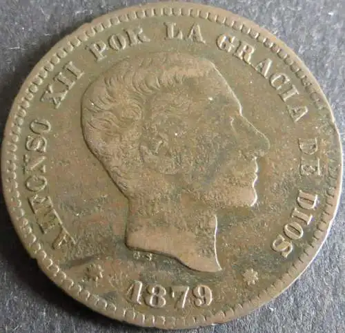 Münze Spanien Alfonso XII 5 Centimos 1879 ss Schön: 161