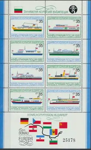 Bulgarien Block 112 + 116 Europäische Donaukommission Schiffe Flaggen Kat 45,00
