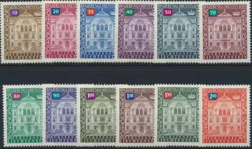Liechtenstein Dienst 57-68 Regierungsgebäude Ausgabe 1976 tadellos postfrisch