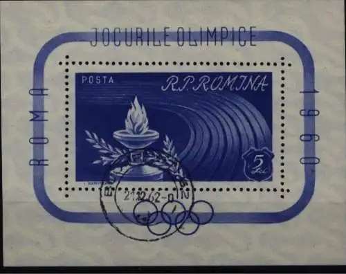Rumänien Block 46 Olympia Olympische Sommerspiele Rom 1960 gestempelt