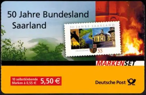 Bundesrepublik Markenheftchen 67 50 Jahre Bundesland Saarland Ersttagsstempel