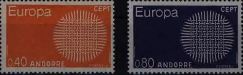 Andorra (Französische Post) 222-223 Europa CEPT 1970 komplett postfrisch ** MNH