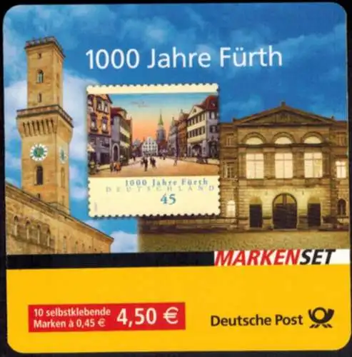 Bundesrepublik Markenheftchen 66 1000 Jahre Fürth 2007 Ersttagsstempel