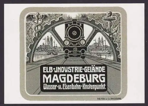 Künstlerkarte Ansichtskarte Reklame Werbung Elb Industrie Gelände Magdeburg
