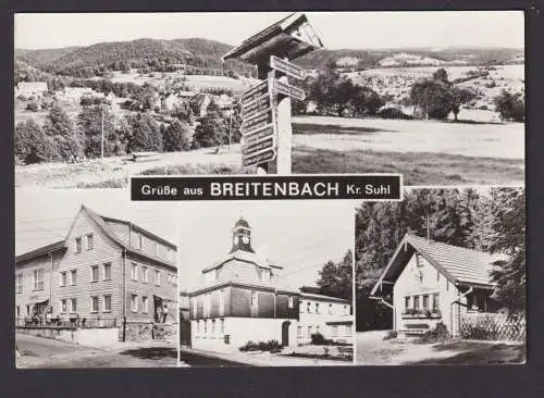 Ansichtskarte Breitenbach Suhl Thüringen Gasthaus Wegweiser n. Döbeln Sachsen