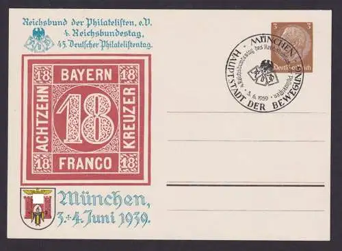 Deutsches Reich Privatganzsache München Philatelie Reichsbundestag 1939