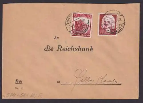 Deutsches Reich Brief Wittenberg Halle mit 2x Sondermarke 12 Pfg.