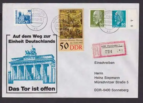 Briefmarken DDR R Brief Einheit Deutschland Berlin Brandenburger Tor Meiningen