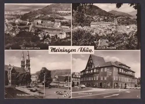Ansichtskarte Meiningen Thüringen Juri Gagarin Schule Gastronomie Hotel