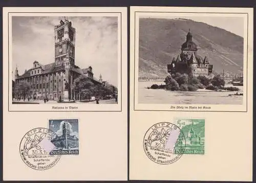 Briefmarken Deutsches Reich WHW ex. 752-759 Maximumkarten Leipzig selten