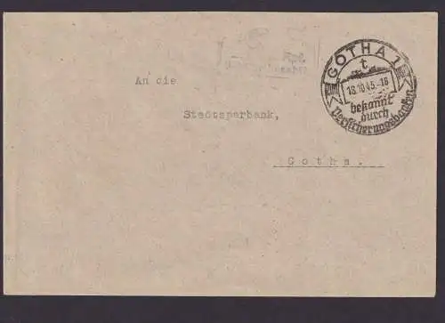 Briefmarken SBZ Brief Gebühr bezahlt 8 Rpf. Gotha mit SST Ortsbrief 18.10.1945