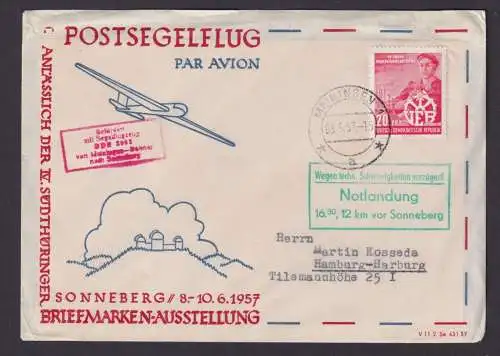 Flugpost Postsegelflug DDR Meiningen Detmar Philatelie Notlandung Sonneberg