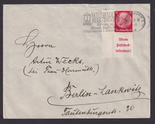 Deutsches Reich Brief Zusammendruck Bogenecke Eckrand Hindenburg Wiesbaden