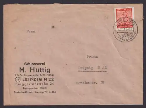 Briefmarken SBZ Brief EF 8 Pfg. West Sachsen SST Leipzig Messe 22.11.1946