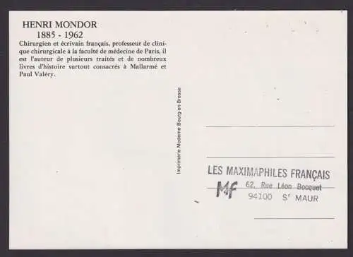 Briefmarken Frankreich 2337 Henri Mondor Chirug Medizin Maximumkarte MK