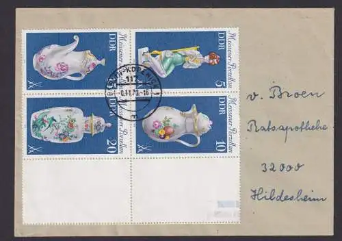 Briefmarken DDR Zusammendruck Brief Meissener Porzellan mit gezähnten Leerfeld