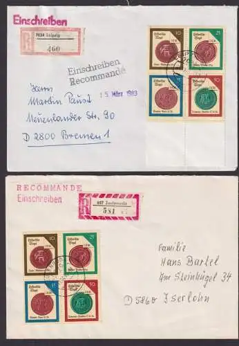DDR Brief 3156-3159 Lot Sammlung auch Leerfeld Viererblock Historische Siegel