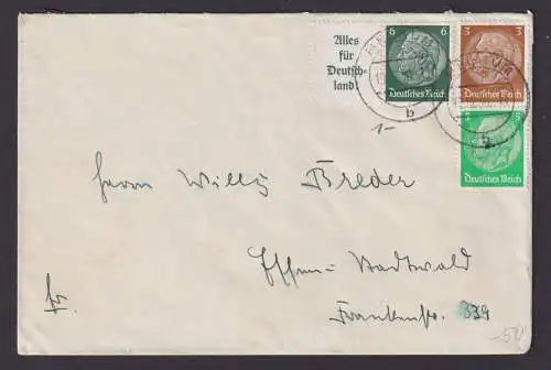 Deutsches Reich Brief Zusammendruck Hindenburg Beckum 19.12.1936