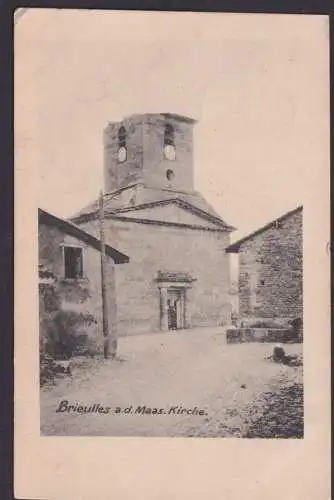Ansichtskarte Brieulles a. d. Maas Frankreich Kirche Feldpost n. Unterjessingen
