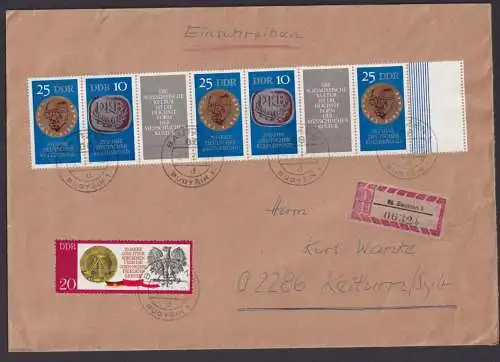 Briefmarken DDR Zusammendruck R Brief Rand 7erStreifen 1592-1593 Bautzen Budyšin