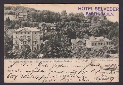 Ansichtskarte Baden Baden Baden Württemberg Gastronomie Hotel Belvedere Villa