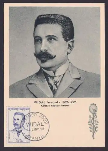 Briefmarken Frankreich 1179 Fernand Widal Arzt Maximumkarte Ansichtskarte