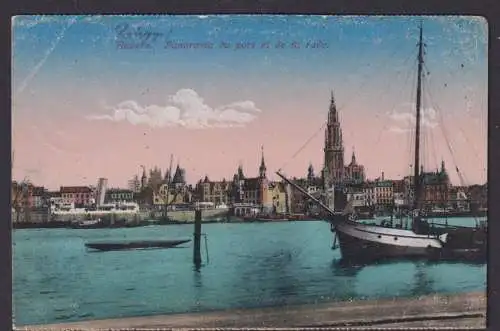 Ansichtskarte Anvers Antwerpen Belgien Panorama Du Port Hafen Schiffe Feldpost