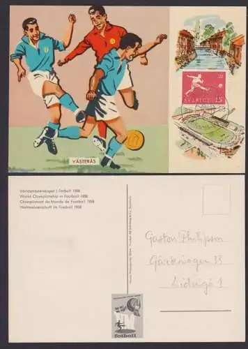 Sport Fußball WM Weltmeisterschaft Schweden tolle Künstler Maximumkarte MK 1958