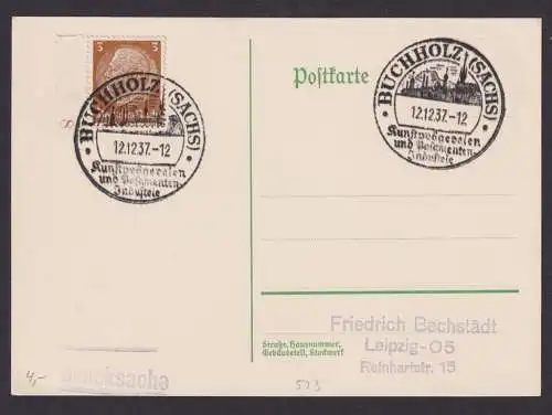 Briefmarken Deutsches Reich Brief SST Buchholz Sachsen auf Karte n Leipzig